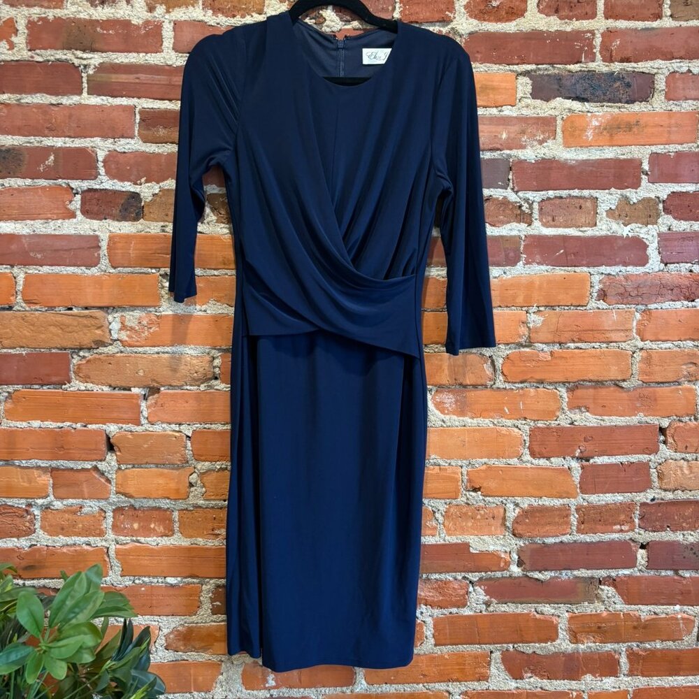 Eliza J Faux Wrap Navy Dress Size 8